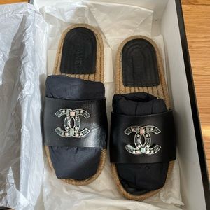 Chanel Espadrille Slides size 37.5